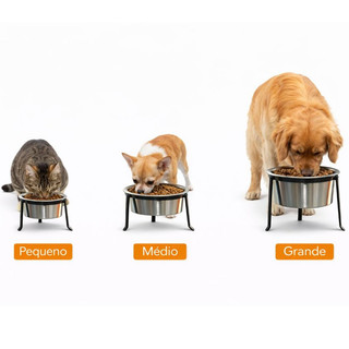 Comedouro e Bebedouro Elevado Para Caes e Gatos (3 Tamanhos Diferentes)