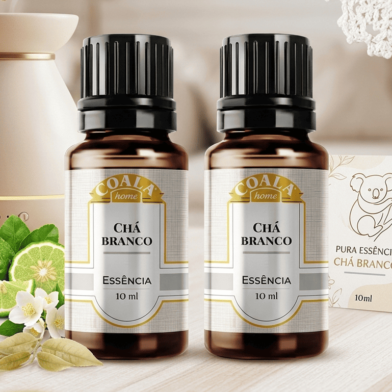 Imagem Kit 2 Essência Coala Chá Branco 10ml Para Aromatizador Difusor Perfumador de Ambiente