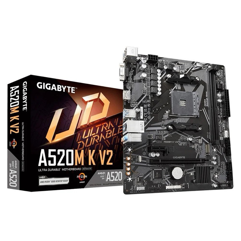 Placa Mãe Gigabyte A520M K V2 AM4 DDR4 mATX Ryzen 3000 4000 5000 NVMe HDMI