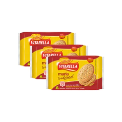 Kit 3un Biscoito Vitarella Maria Tradicional 350g