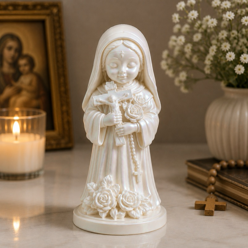 Santa Rita de Cássia Infantil Decorativa 12cm Imagem Religiosa Católica para Cantinho de Oração, Quarto e Presente