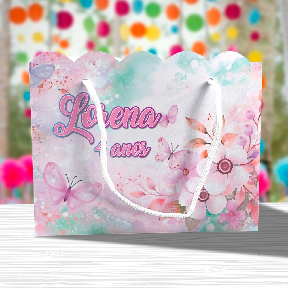 Kit de Festa Sacolinha Personalizada Jardim Encantado Borboleta Lembrancinha