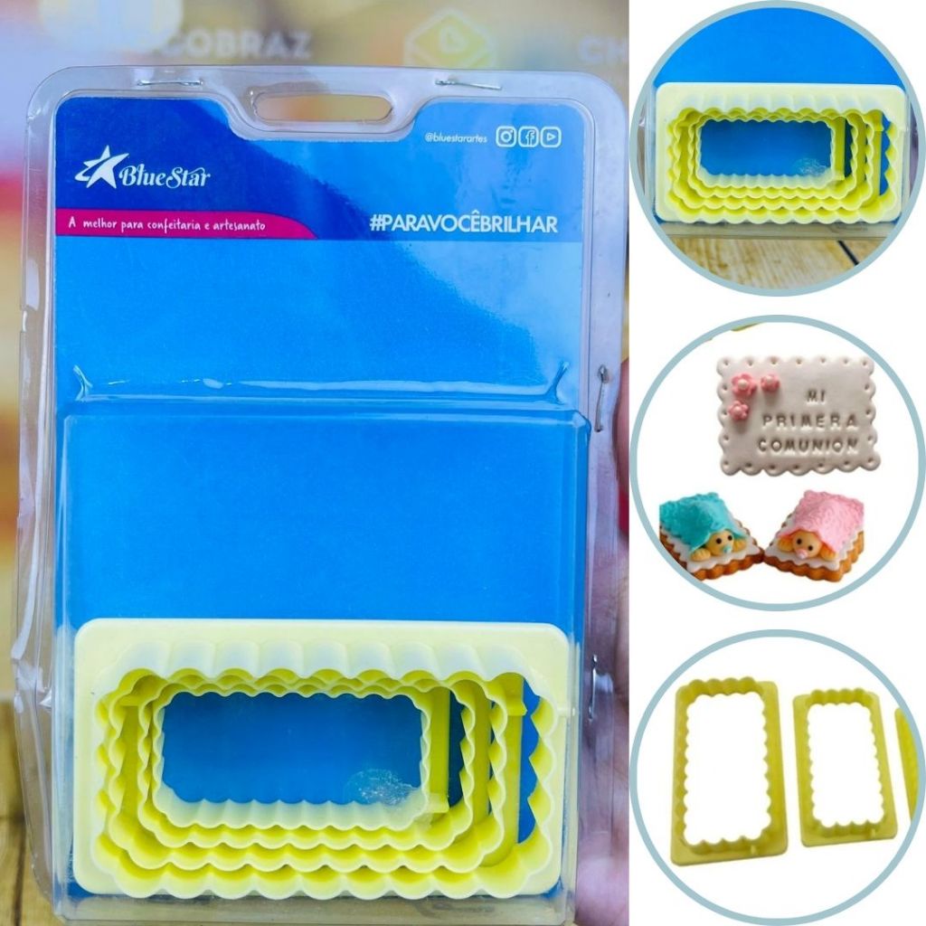 KIT CORTADOR RETANGULAR BABADO  4 PEÇAS (BLUE STAR) (CHOCO)