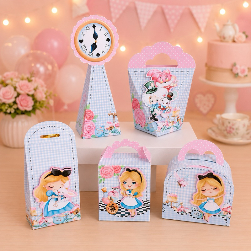 Caixas Personalizadas Alice no País das Maravilhas - Lembrancinha Infantil - Aniversário