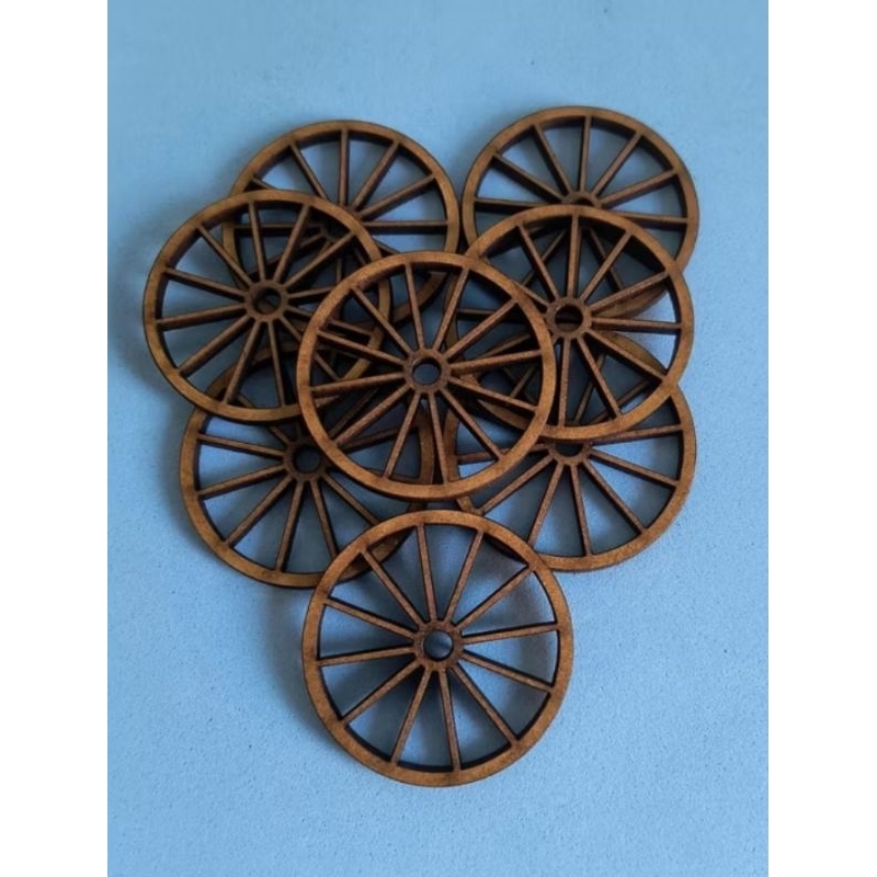 20 Mini roda de carroça em MDF