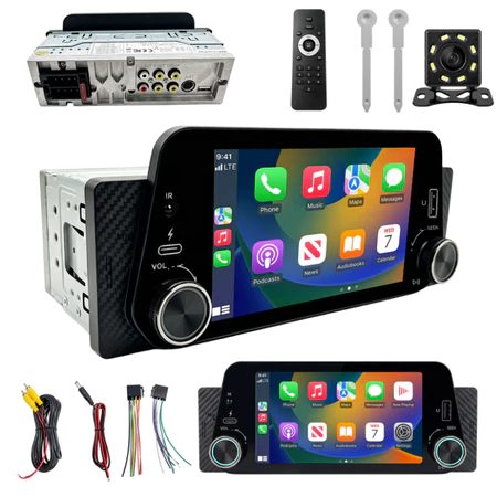 Central Multimídia 1 Din de 5 Polegadas com CarPlay e Android Auto Sem Fio, Reprodutor MP5 Automotivo Bluetooth