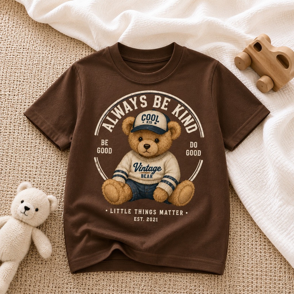 Camiseta Infantil Unissex Ursinho Champion Teddy Estampada 100% Algodão Casual Premium Confortável