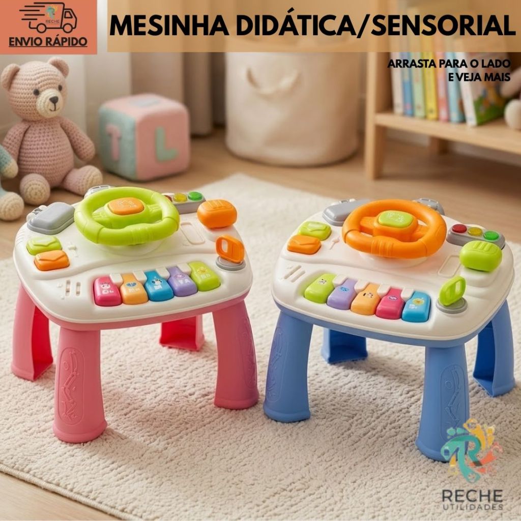 Mesa Didática Sensorial Infantil com Painel Musical