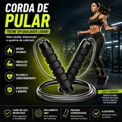Corda De Pular Profissional Ajustável Cabo Aço Crossfit Academia Fitness Treino Funcional 2,5M Dufit