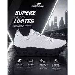 Tenis Masculino Escolar Academia Original FREEDOM Corrida Caminhada Lançamento PROMOCAO EVOUTION BRANCO