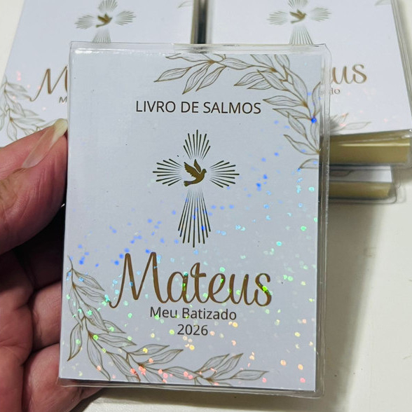Kit 10 Lembrancinhas Livro De Salmos Personalizado Batizado Nascimento Primeira Comunhão Mod14