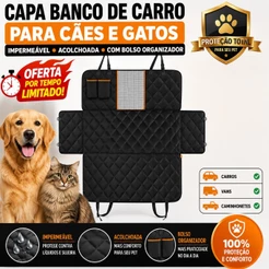 Capa Protetora Pet Impermeável para Banco de Carro com Cinto de Segurança