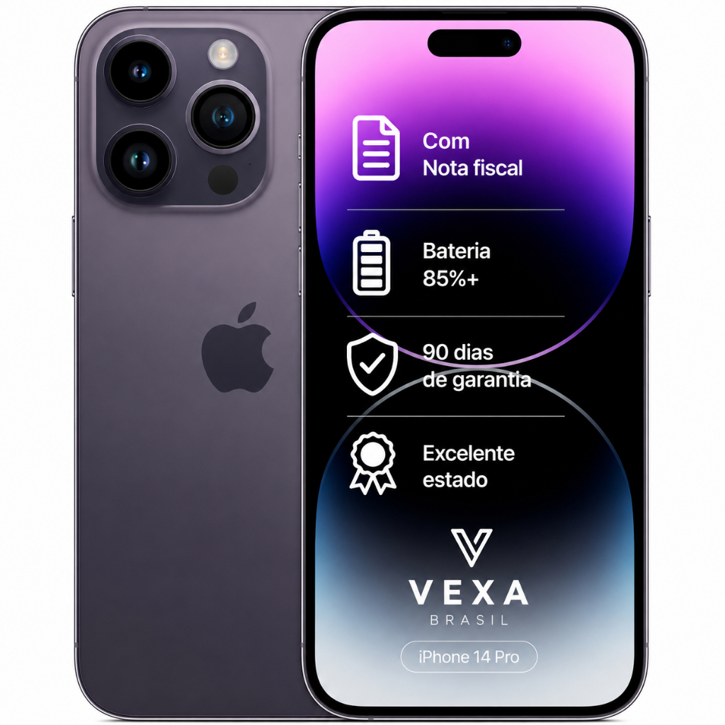 Apple iPhone 14 Pro 128GB Roxo | Semi Novo Premium | Bateria Mínima 85%