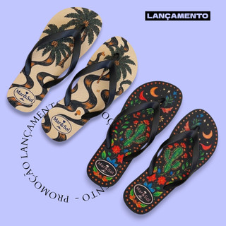 2 Pares Chinelo Feminino Casual Rasteiro Tropical Praia Barato