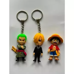 Chaveiro One Piece 3D Colorido Colecionável Luffy Zoro Sanji Unitário ou Kit