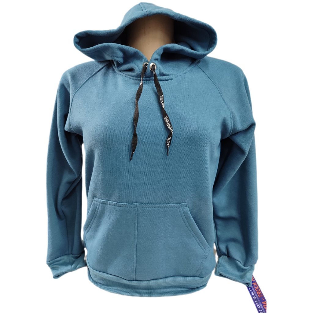 Blusa Capuz Moletom Infanto Juvenil Liso Unissex Fechada de Capuz Tamanhos 10, 12  anos