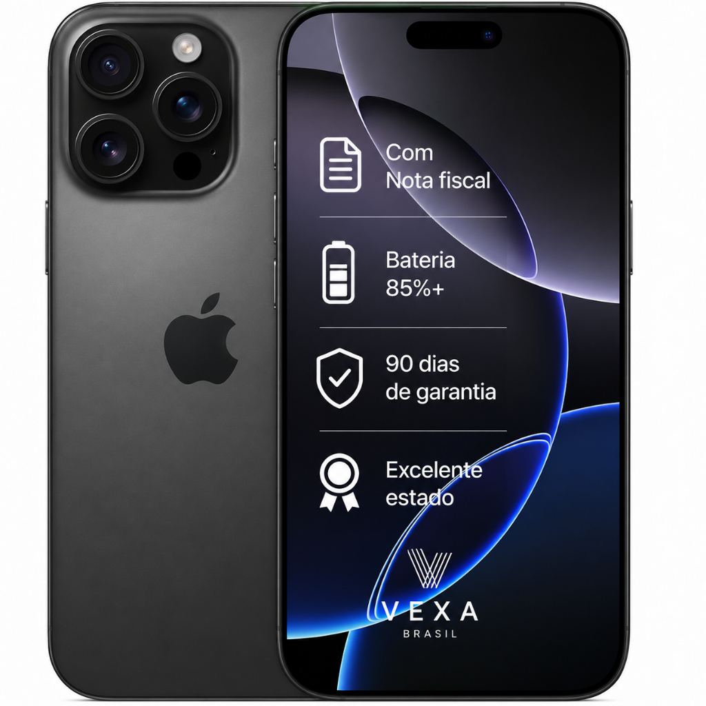 Apple iPhone 16 Pro 128GB Titânio Preto | Semi Novo Premium | Bateria Mínima 85%