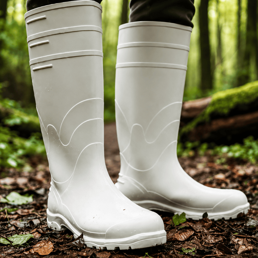 Bota de PVC Cano Longo Branca Preta Solado Antiderrapante Profissional
