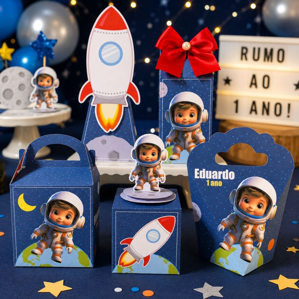 Lembrancinhas Aniversário Astronauta - Kit Festa - Pegue e Monte