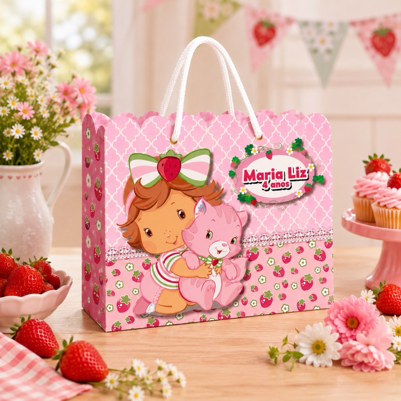 Sacolinha Personalizada Moranguinho| Lembrancinha| decoração| festa Infantil Aniversário