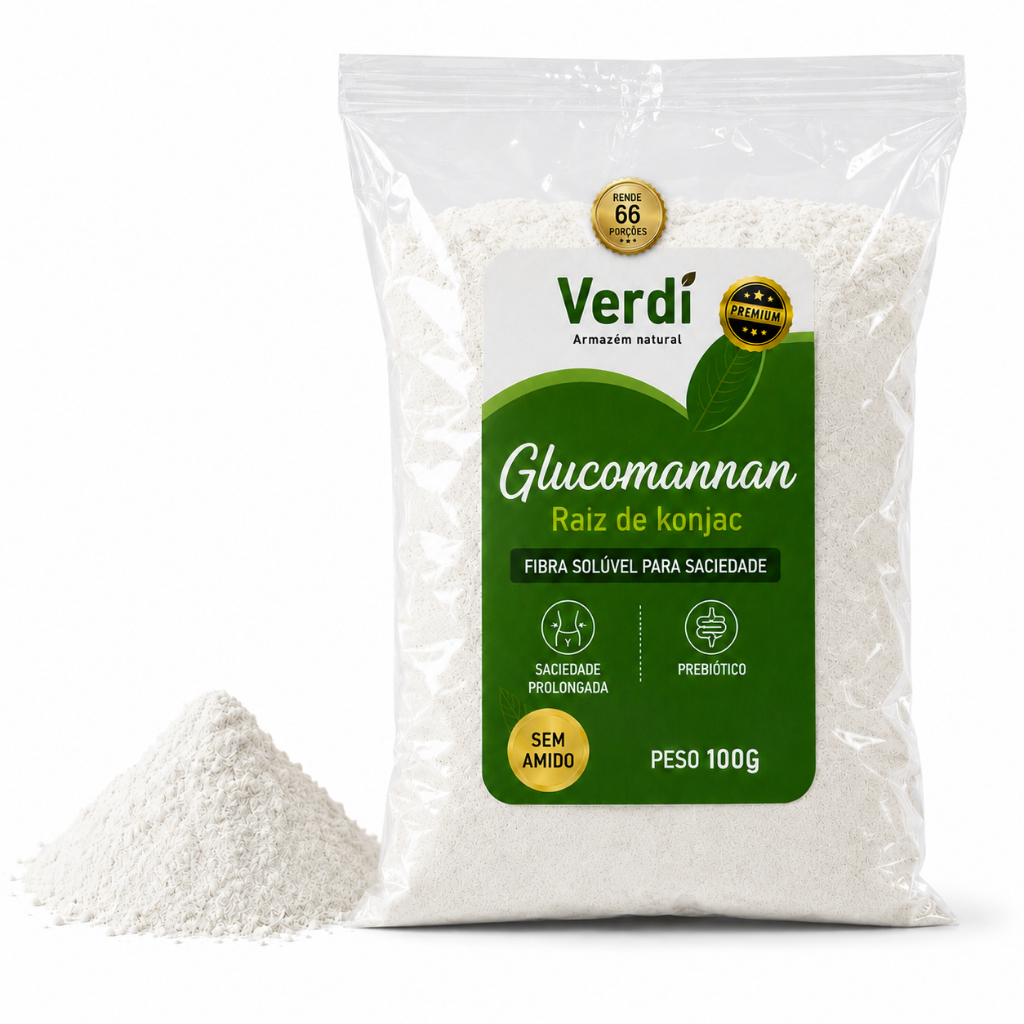 glucomannan fibra solúvel prebiótica raiz de konjac em pó