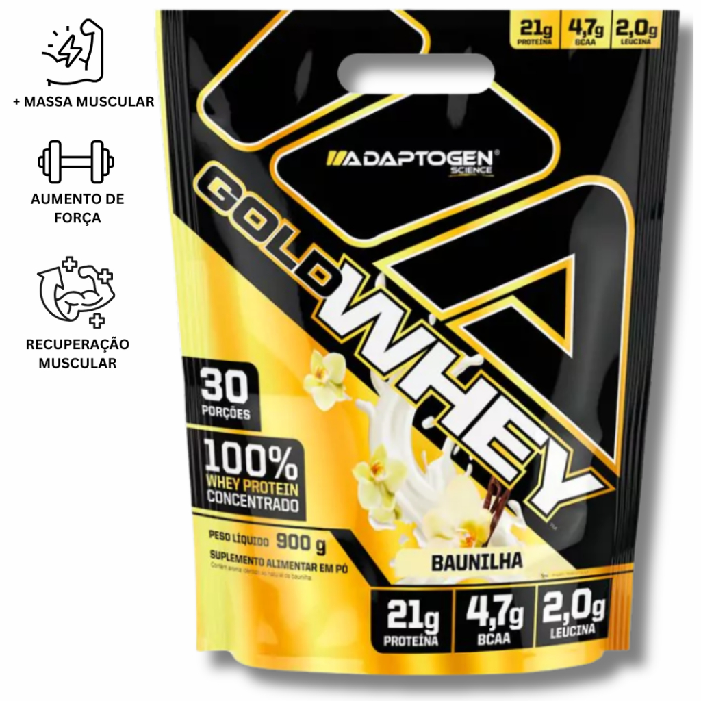 Whey 100% Gold Concentrado 900g Refil Original - Adaptogen Science