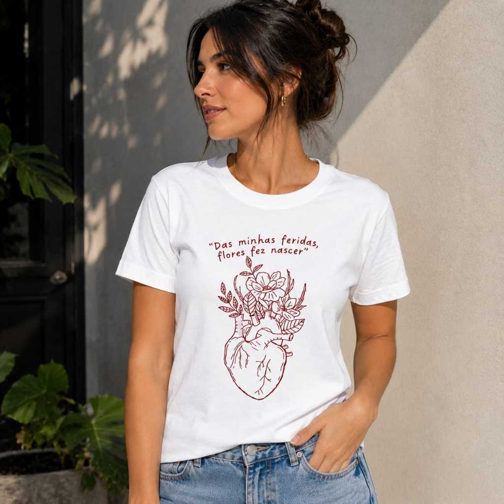 Camiseta Feminina Básica Estampada Frase Superação Motivacional Delicada Linha Premium 100% Algodão Confortável