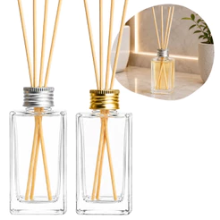 Kit 80 Frascos de Vidro Retangular 60ml Difusor Aromatizador De Ambiente + Varetas