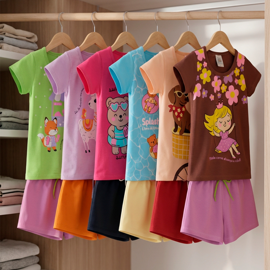 Kit Sortido 4, 10 ou 16 Peças de Roupas Infantil Menina Conjunto Verão Infantil Menina Tamanho 1 ao 10 · foto 2