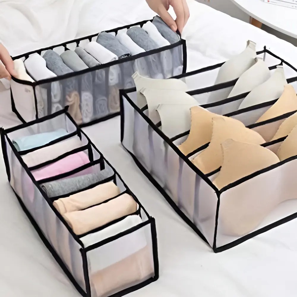 Kit Organizador de Gavetas Dobrável com Divisórias Colmeia Organizadora para Roupas Íntimas Meias Closet Armário
