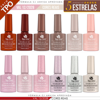 Kit 12 Esmaltes em Gel Led Uv COLEÇÕES p/ Unhas Manicure 12ml Lirio/Bella Rosa