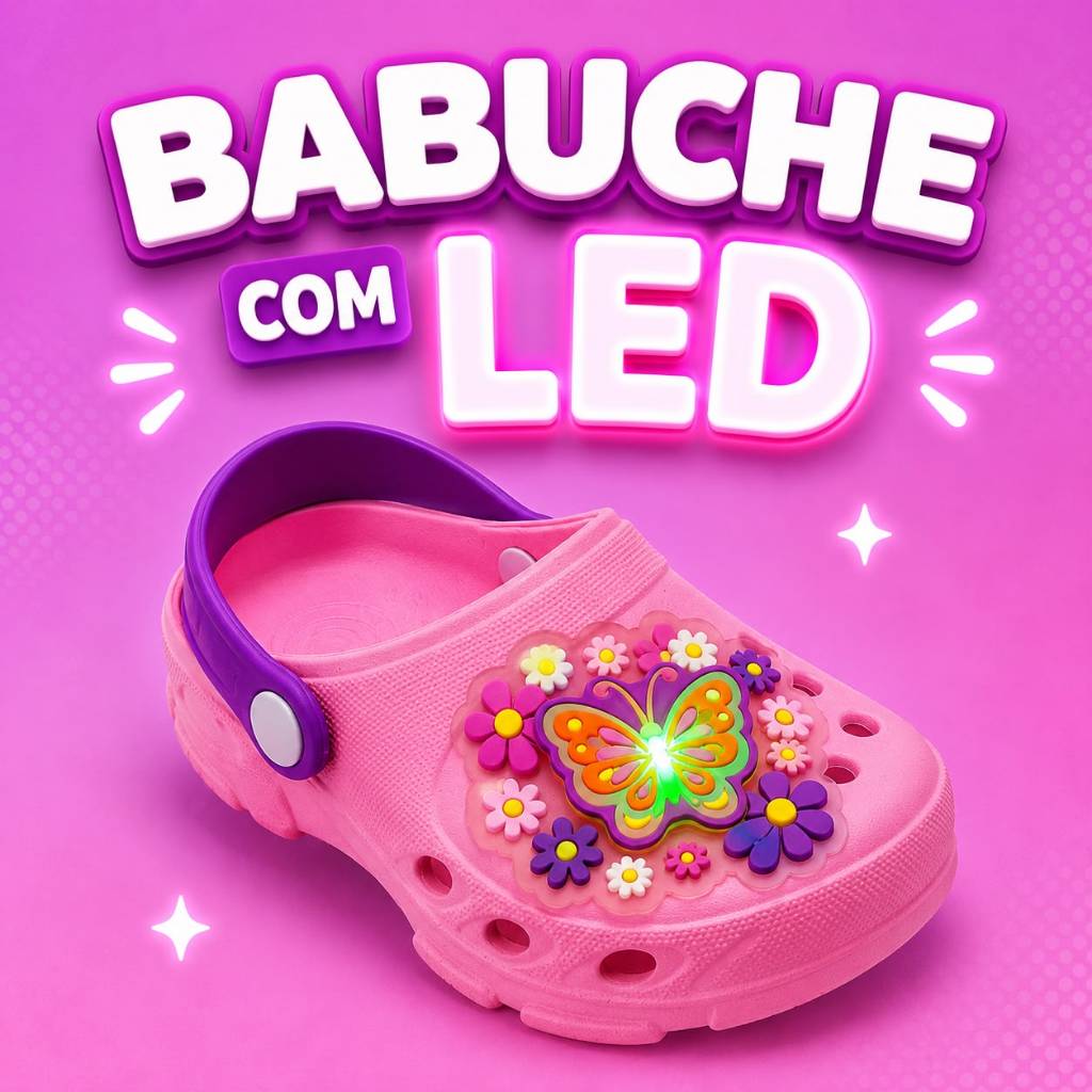 Sandália Babuche Menina Led Infantil Confortável Delicado Antiderrapante