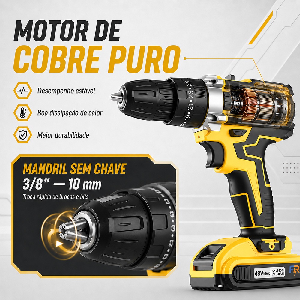 Furadeira de Impacto Sem Fio 48V — foto 3