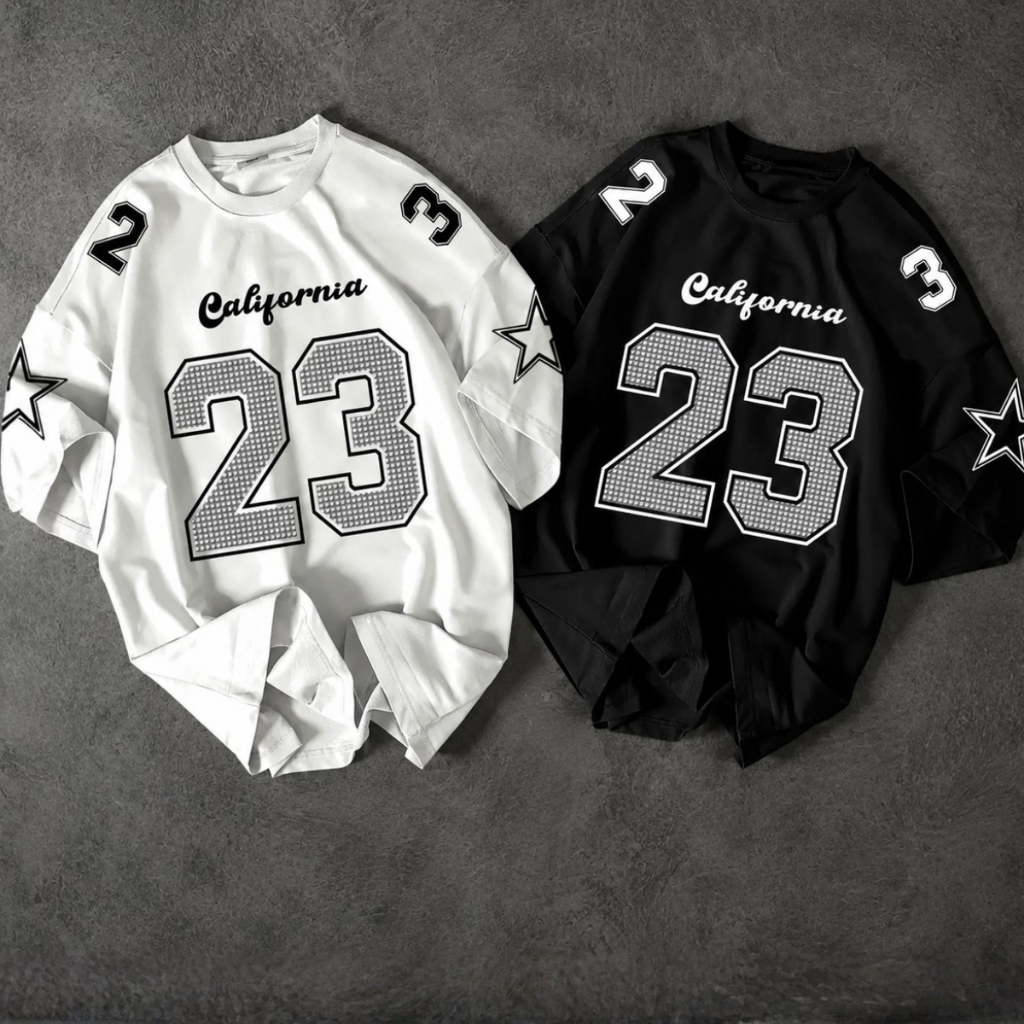KIT 02 Camiseta Oversized California 23 Streetwear Masculina Feminina Modelagem Ampla Premium