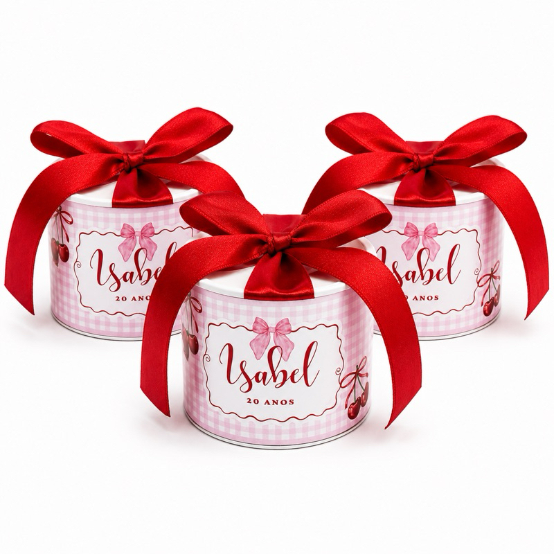 Kit Mini Tubolata Personalizada 5x6 cm - Lembrancinha Festa Aniversário Adulto e Infantil - Tema Cerejinha