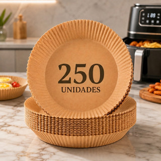 Kit 250 Forro Papel Airfryer Descartável Forma Antiaderente