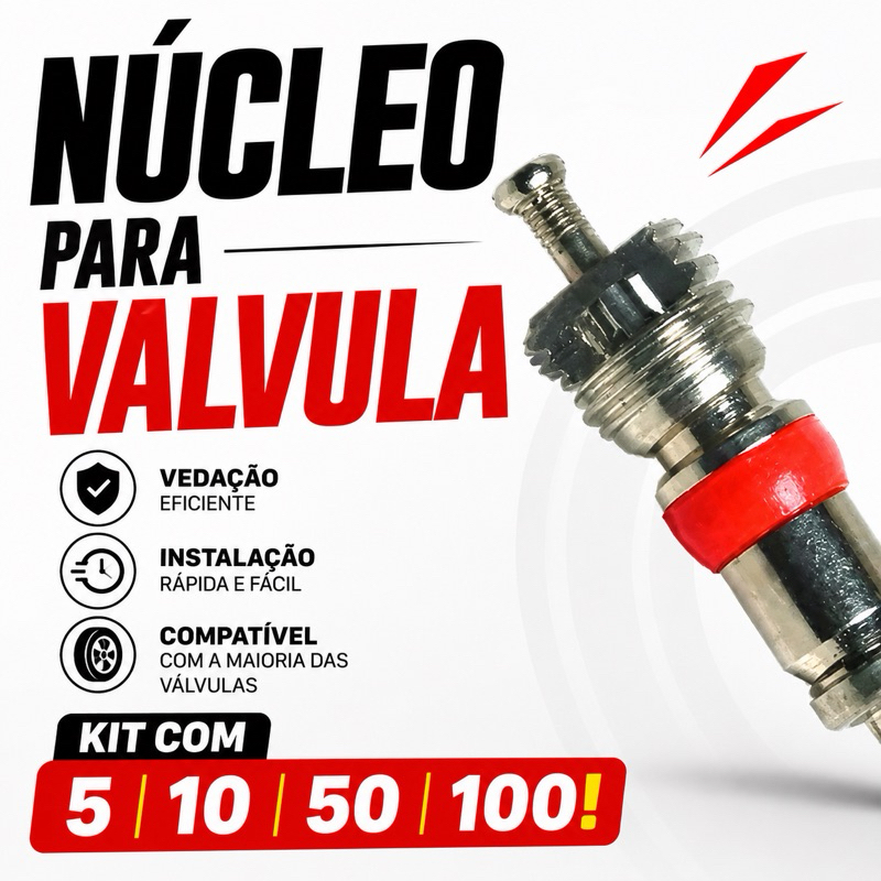 Kit com 5,10,50 e 100 Nucleo de Válvula Universal Carro Moto Bicicleta