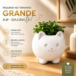 Vasinho Decorativo Gatinho | Cachepot para Suculentas e Pequenas Plantas