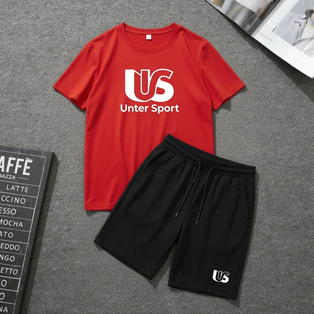 Conjunto Camiseta+Bermuda Masculino Unter Sport Camiseta 100% Algodao+Bermuda Moletom
