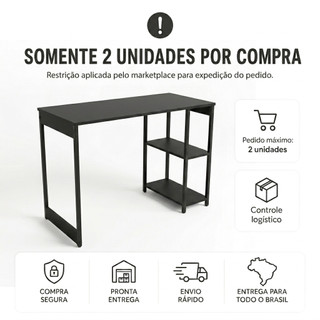 QUEIMA DE ESTOQUE - Mesa Escrivaninha Industrial Funcional para Home Office - com 2 Prateleiras