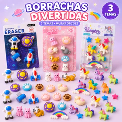 Borracha Escolar 3D Fofa Kawaii Kit Astronauta Gatinho Unicórnio Infantil Papelaria Fofa Kawai