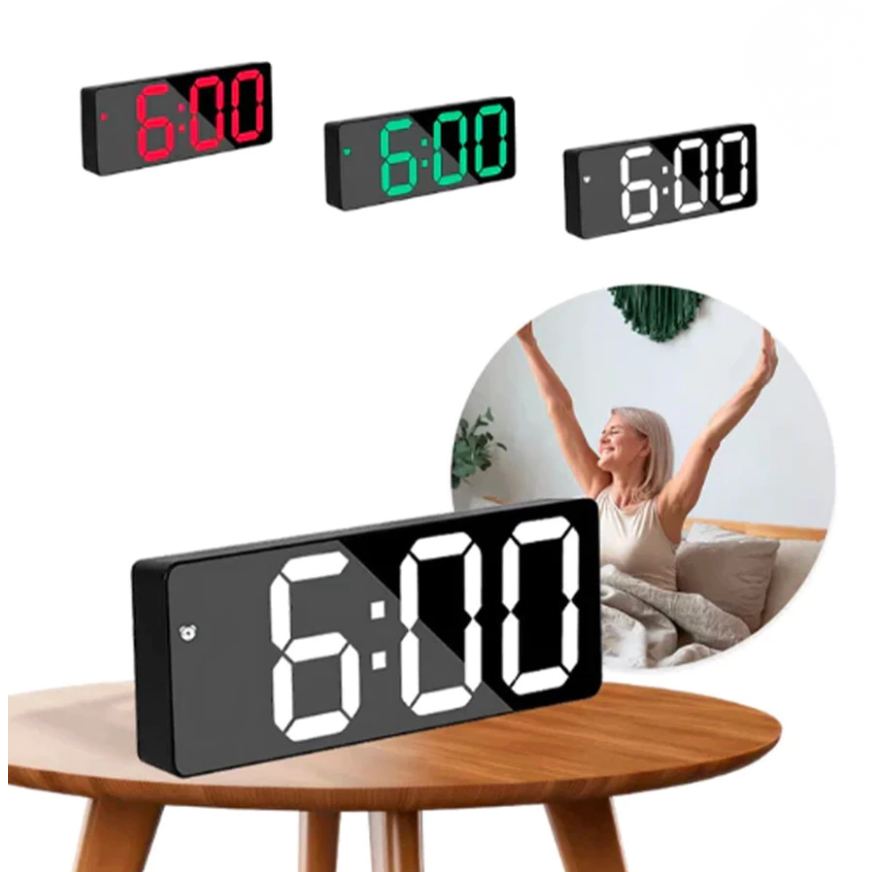 Despertador Digital com Sensor Temperatura e Bateria Recarregável USB