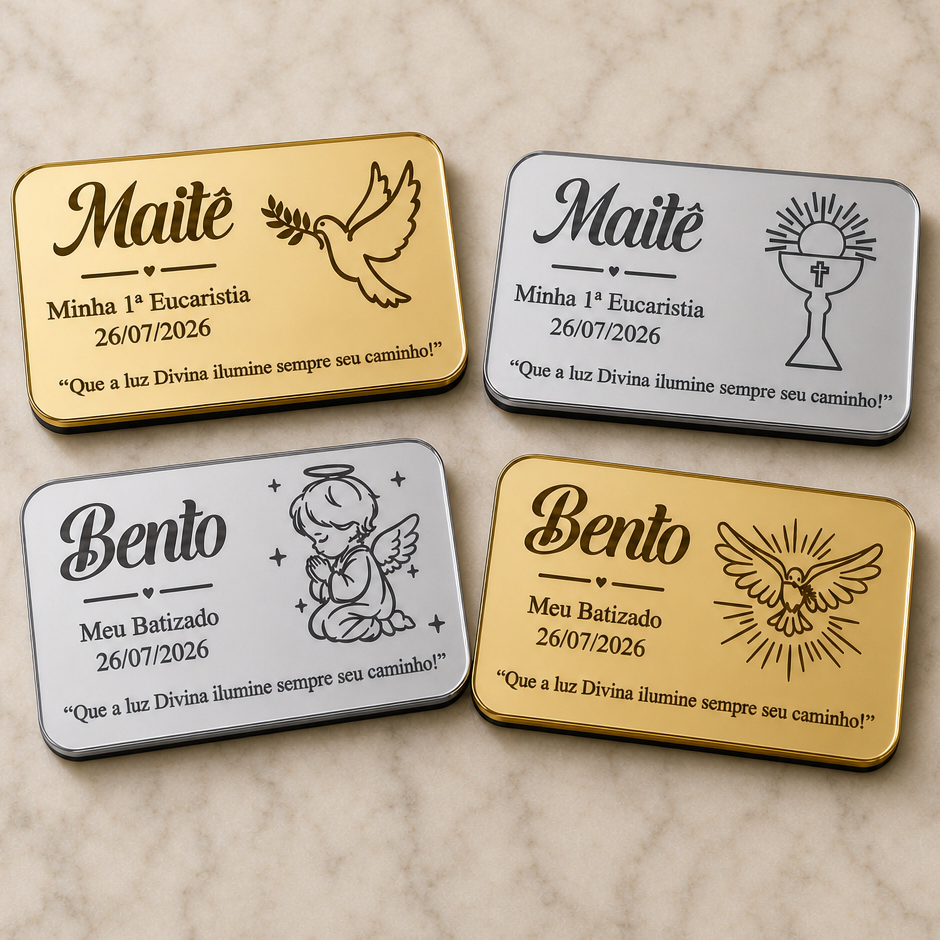 IMÃ DE GELADEIRA PERSONALIZADO COM NOME EM ACRILICO - LEMBRANCINHA BATIZADO, CRISMA, PRIMEIRA EUCARISTIA, EVENTOS