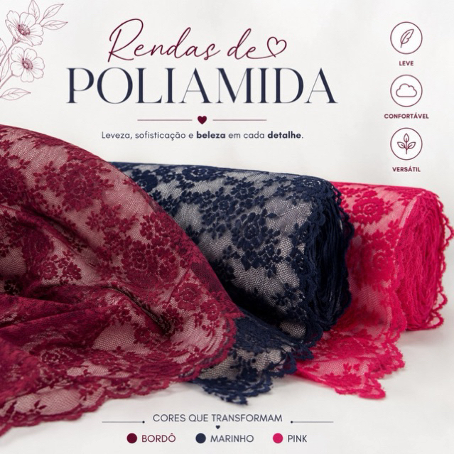 Tecido Renda de Poliamida -1m x 1,50m -renda super macia com o caimento perfeito- ótimo preço