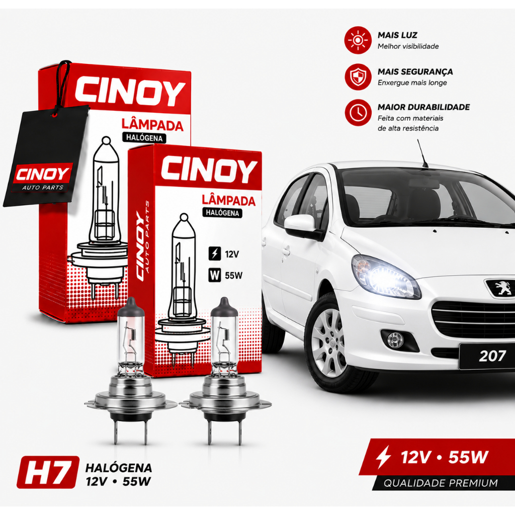 Par Kit Lampada Halógena H7 12V 60/55W Comum Envio Rapido