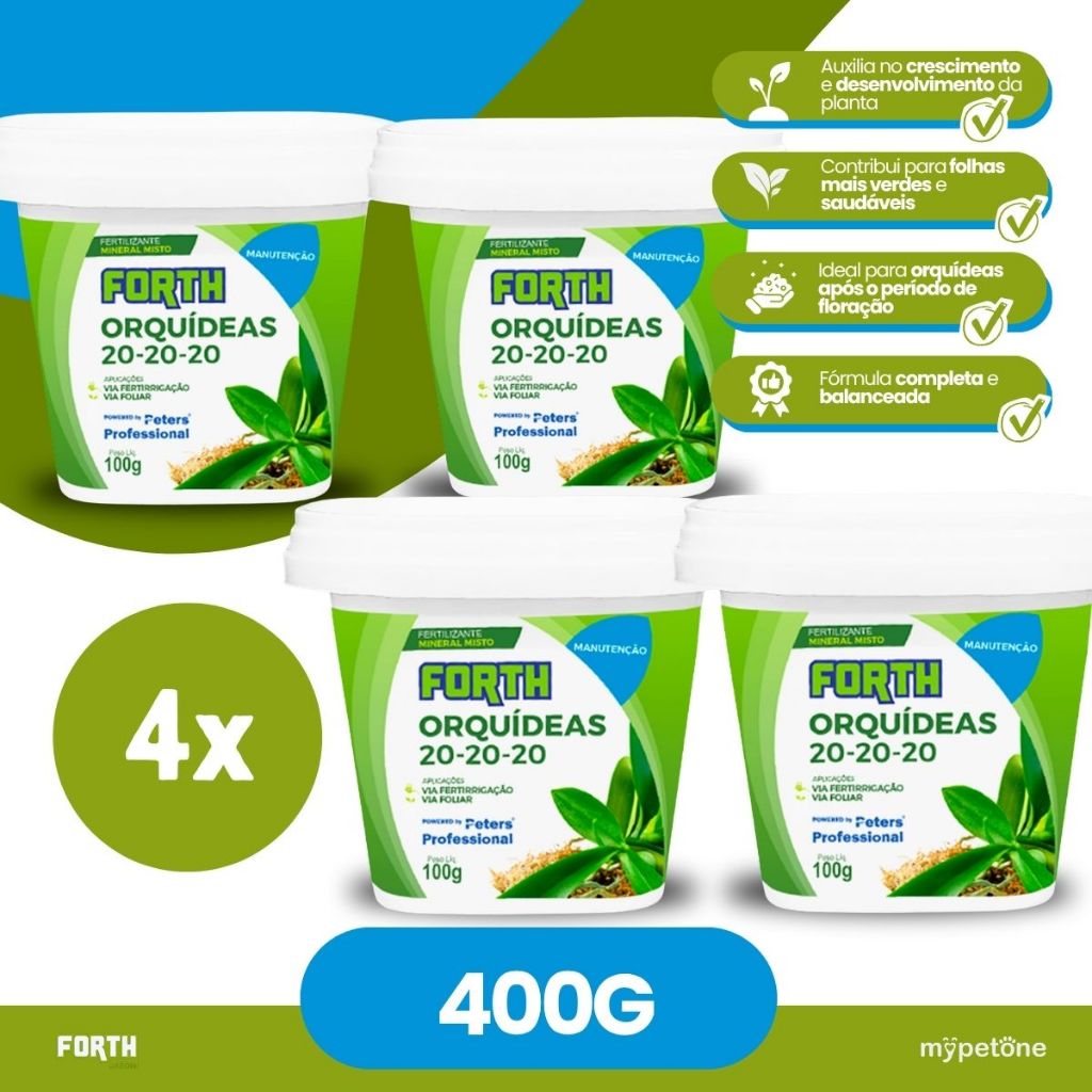 Kit 4 Forth Orquídeas Manutenção 20-20-20 - 100g