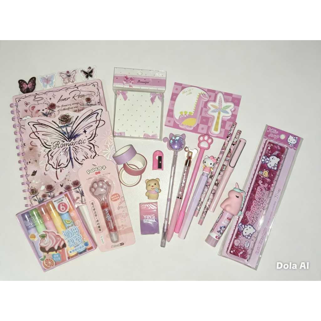 Kit Premium Papelaria | Kit Papelaria Fofa Kawaii 25 Itens | Kit Completo Premium