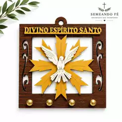 Porta chaves Decorativo Organizador Chaveiro Divino Espírito Santo MDF