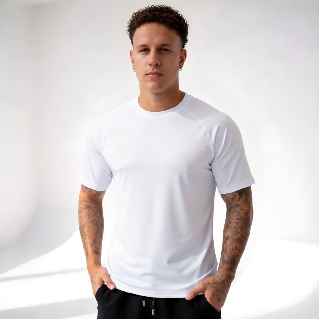 Camiseta Masculina Manga Curta Dry Fit para Academia, Esportes e Lazer