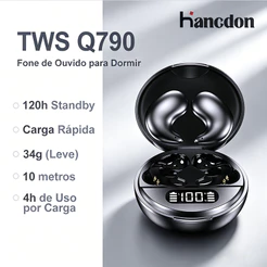 Hancdon Fone de Ouvido para Dormir Q790 TWS | Touch Screen | Redução de Ruído | IPX5 | Bluetooth 5.4 | HiFi